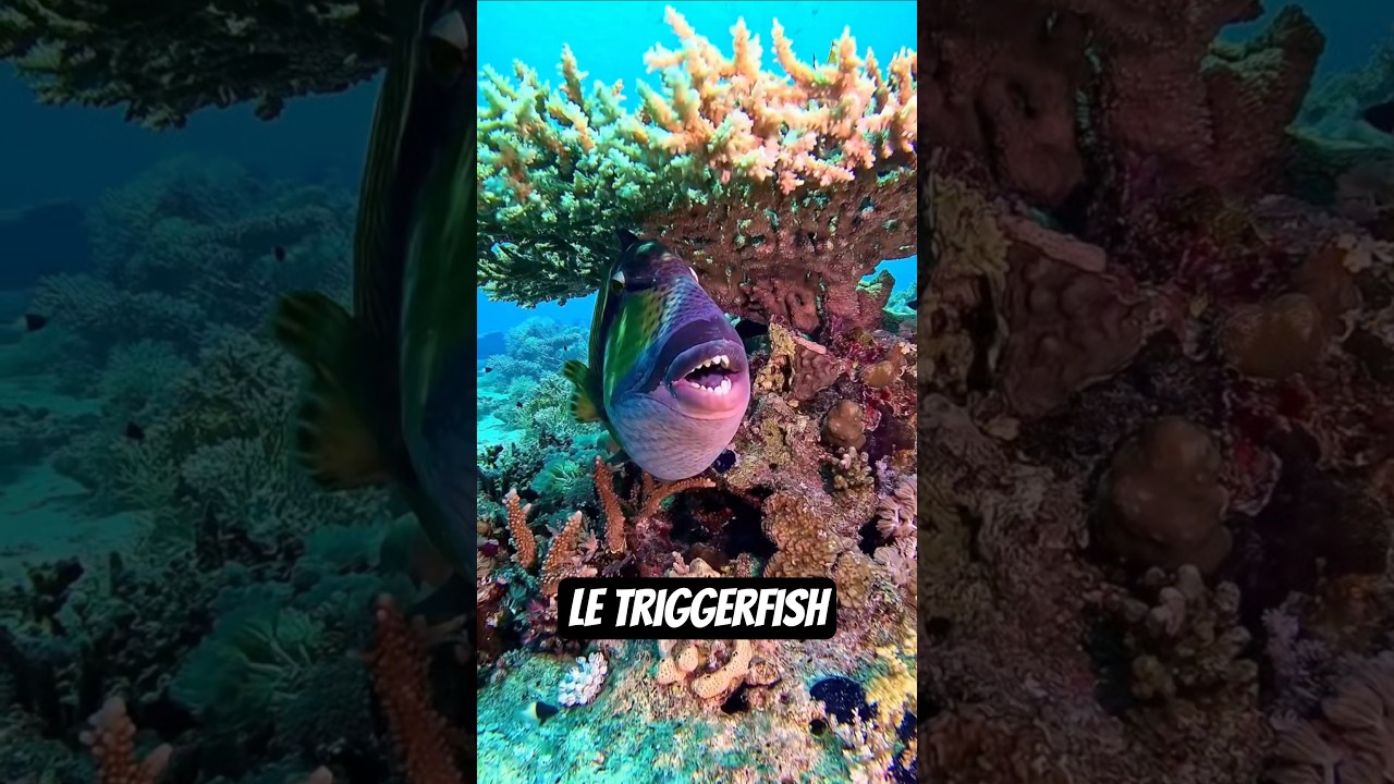 Le pire cauchemar des plongeurs ! 🤿 Le TriggerFish 🐠 #triggerfish #poisson #fish #animaux #plongee