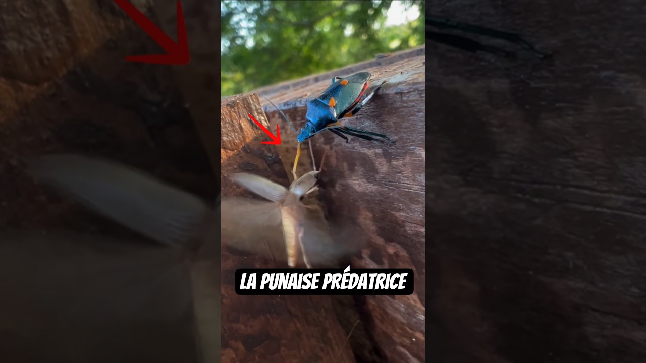 Vous préféreriez ne jamais la rencontrer ☠️ Voici la punaise prédatrice ! #insects #animaux #punaise